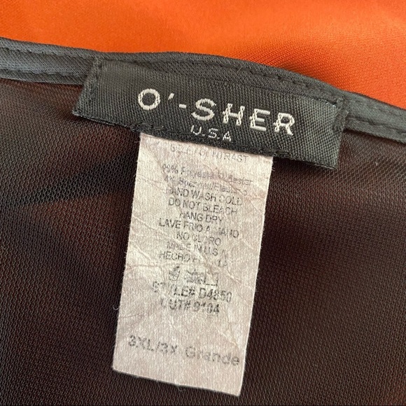 O'- Sher Sleeveless Burnt Orange  Netted Top Fit & Flare Dress - Picture 6 of 6